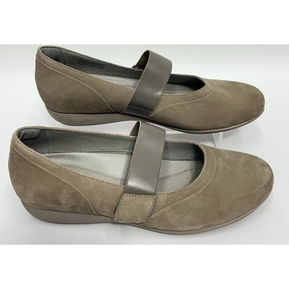 Dansko Kendra Mary Jane Shoes Size EU 40 US 9.5-10 Taupe Milled Nubuck Wedge - Picture 1 of 8
